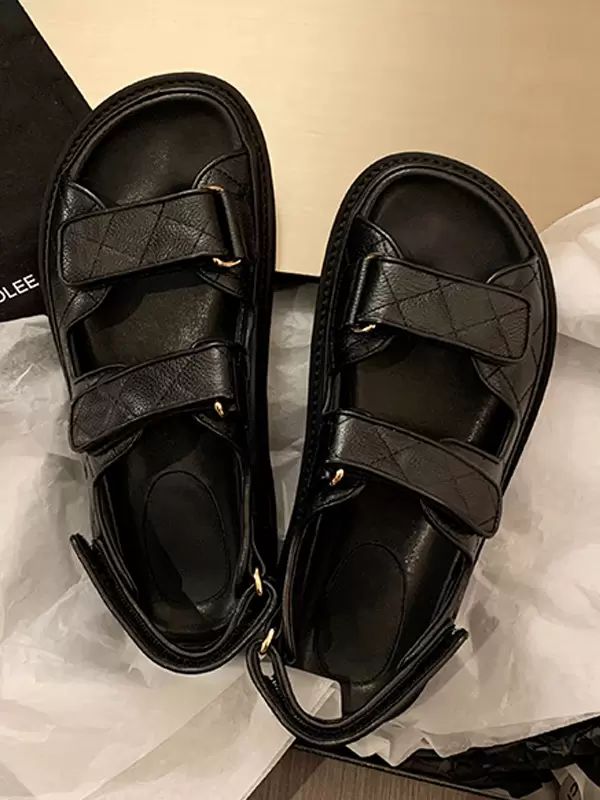 Sandals | Flat Sandals Black Open Toe Slip-On Sandal Shoes Sandals Sandals