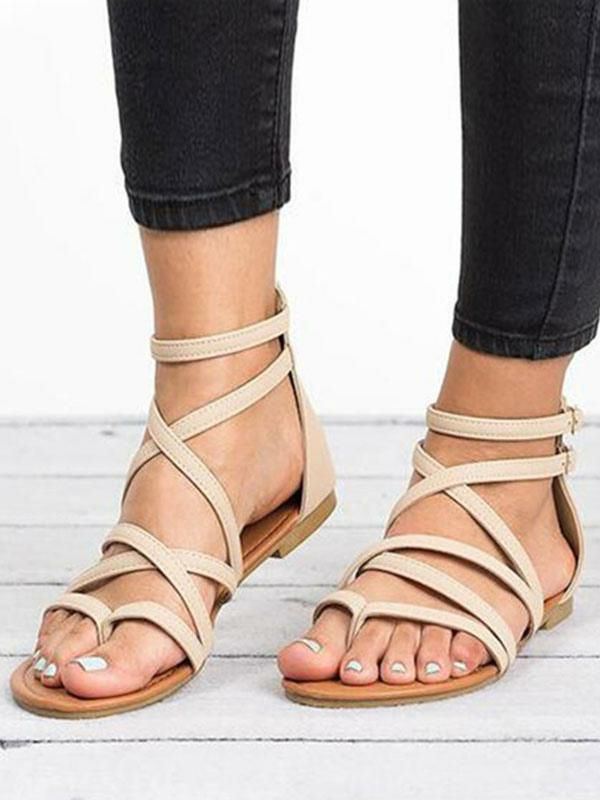 Sandals | Flat Sandals Chic Open Toe Thong Toe Faux Leather Sandals Sandals Sandals