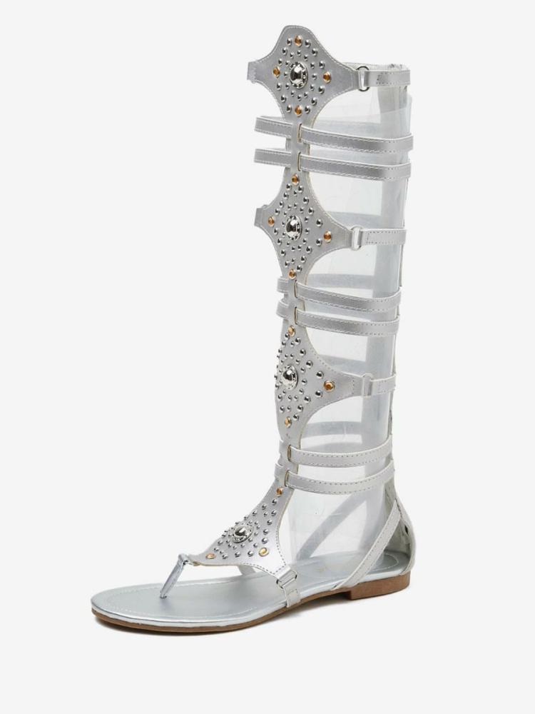 Sandals | Gladiator Sandals Silver Rivets Thong Flat Gladiator Sandals Sandals Sandals