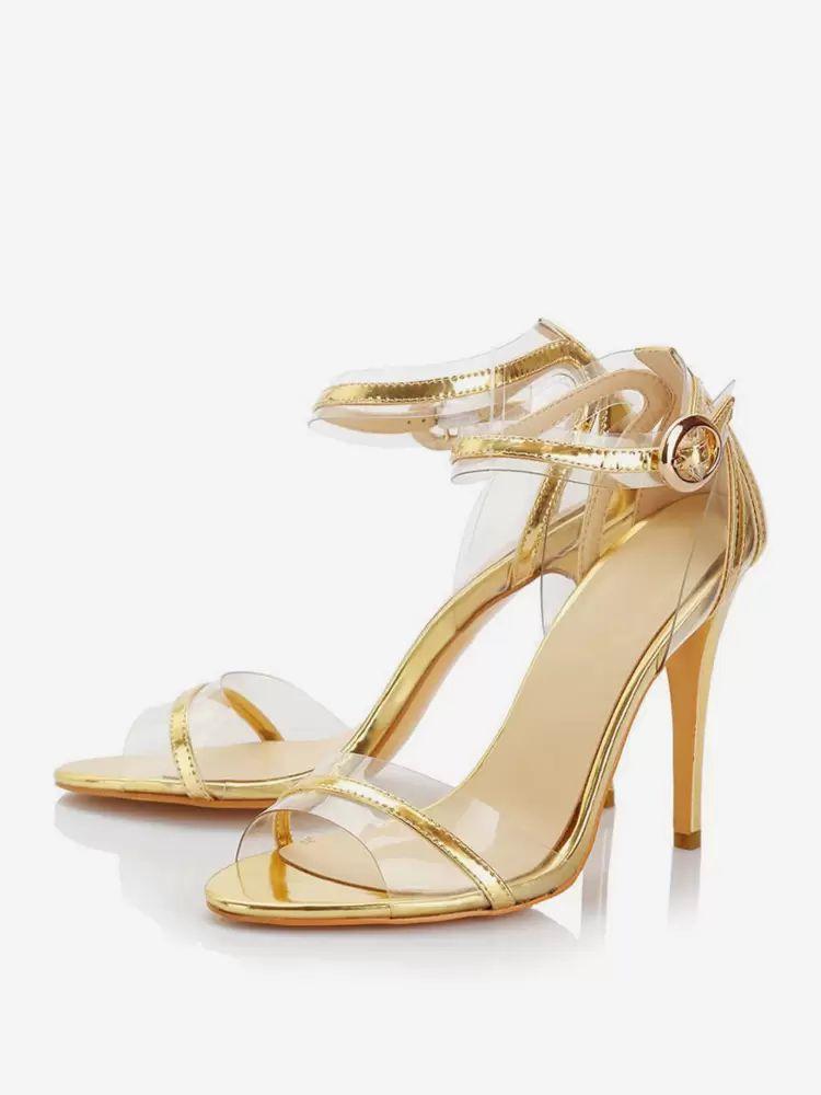 Sandals | Gold Prom Shoes High Heel Open Toe Patchwork Ankle Strap Sandals Sandals Sandals