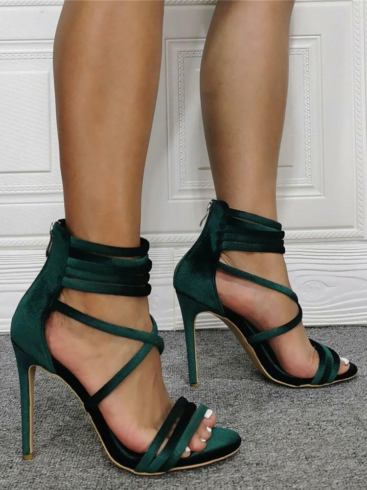 Sandals | Green Strappy Heels Stiletto Heel Summer Sandals Sandals Sandals