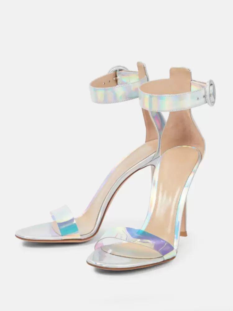 Sandals | Heel Sandals Metallic Open Toe Ankle Strap Sandal Shoes Sandals Sandals