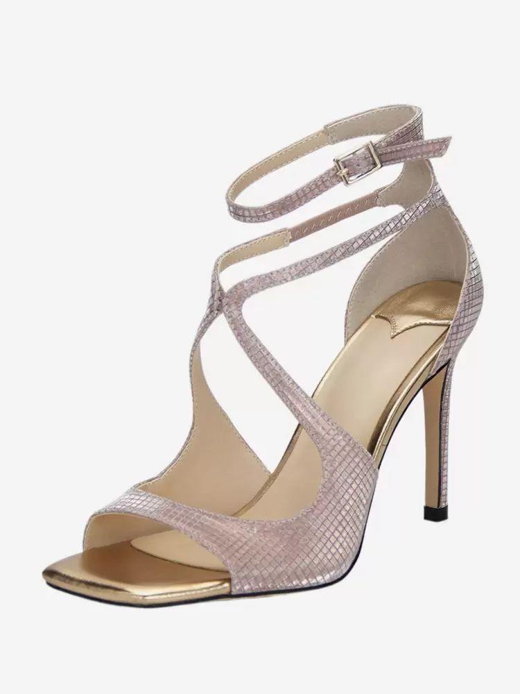 Sandals | Heel Sandals Square Toe Metallic Strappy Stiletto Heel Prom Sandals Sandals Sandals