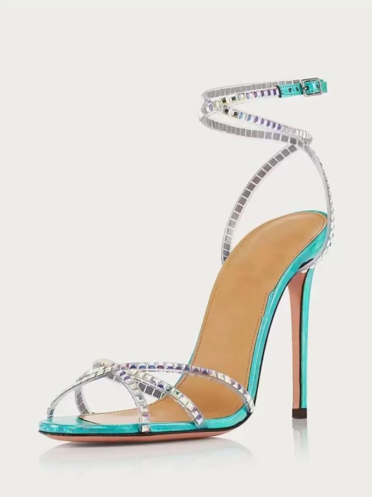 Sandals | High Heel Party Shoes Metallic Open Toe Criss Cross Ankle Strap Sandal Shoes Sandals Sandals