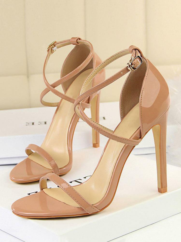 Sandals | Nude High Heel Sandals Open Toe Criss Cross Stiletto Heel Sandals Sandals Sandals