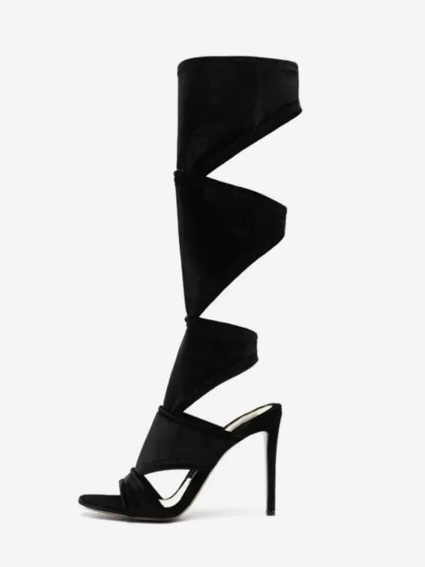 Sandals | Stiletto Heel Black Micro Suede Upper Gladiator Sandals Sandals Sandals