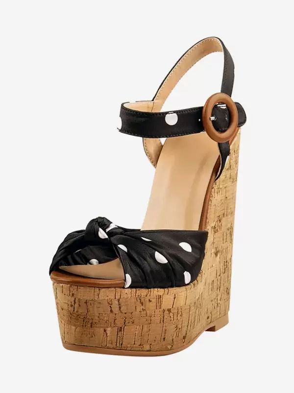 Sandals | Wedge Sandals Polka Dot Platform Peep Toe Wedge Shoes Sandals Sandals