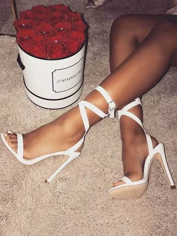 Sandals | White Strappy Heels Stiletto Heel Sandals Sandals Sandals