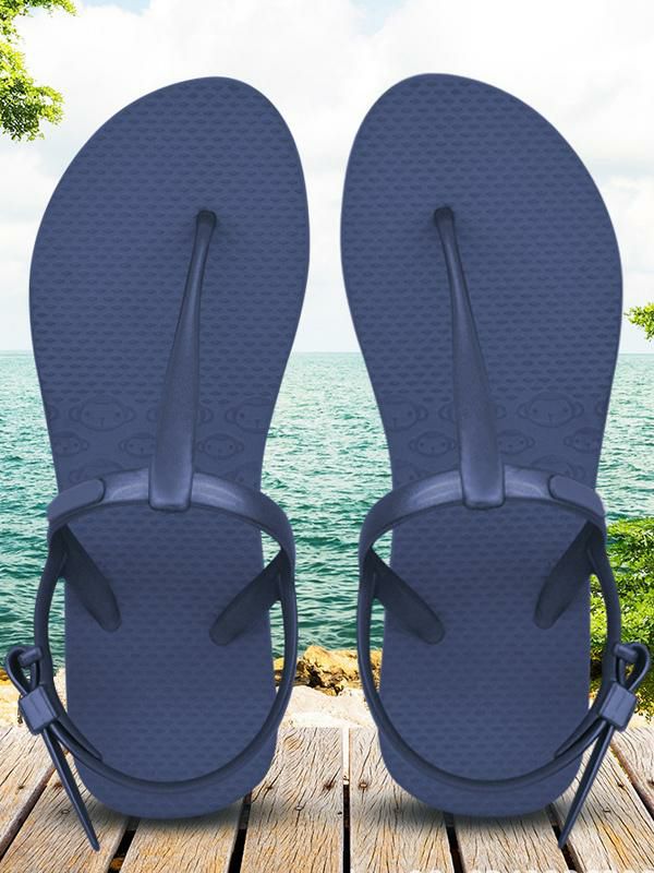 Slippers | Buttons Round Toe Rubber Slide Sandals Blue Shoes Slippers