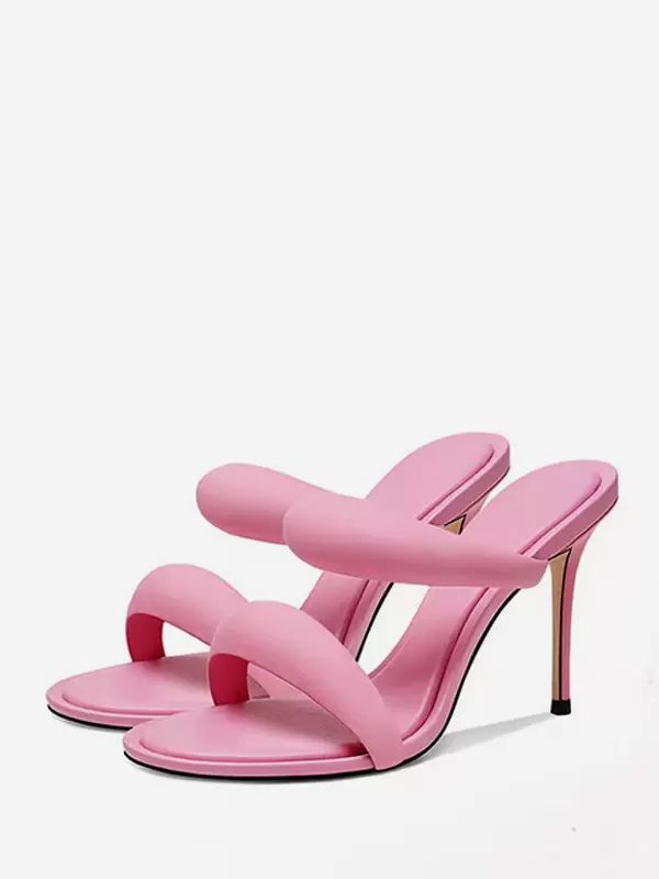 Slippers | High Heel Sandal Slides Pink Open Toe Stiletto Heel Strappy Slide Sandals Shoes Slippers