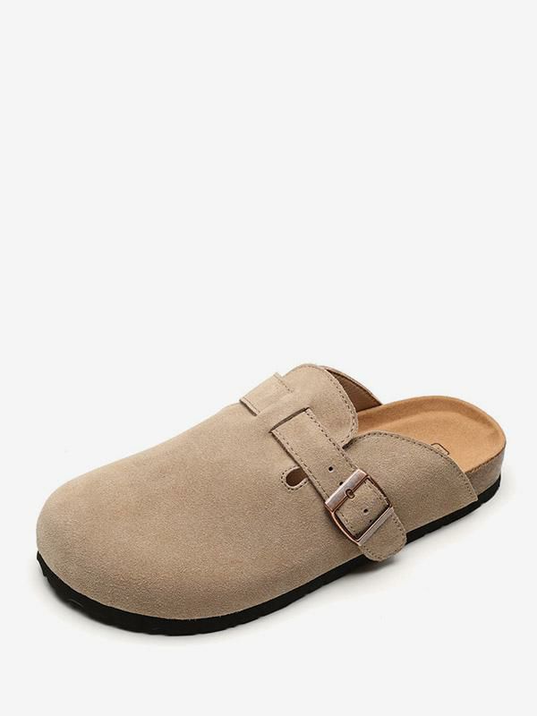 Slippers | Suede Mules Round Toe Flat Casual Shoes Shoes Slippers