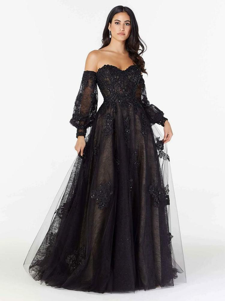 Wedding Dresses | Black Wedding Dresses A-Line Sleeveless Lace Sweep Bridal Gown Free Customization Wedding Wedding Dresses