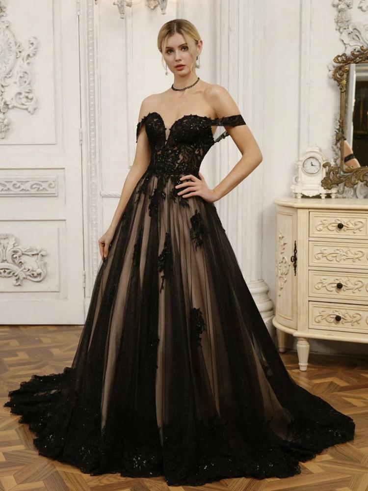 Wedding Dresses | Black Wedding Dresses Lace A-Line Sleeveless With Train Bridal Gown Free Customization Wedding Wedding Dresses