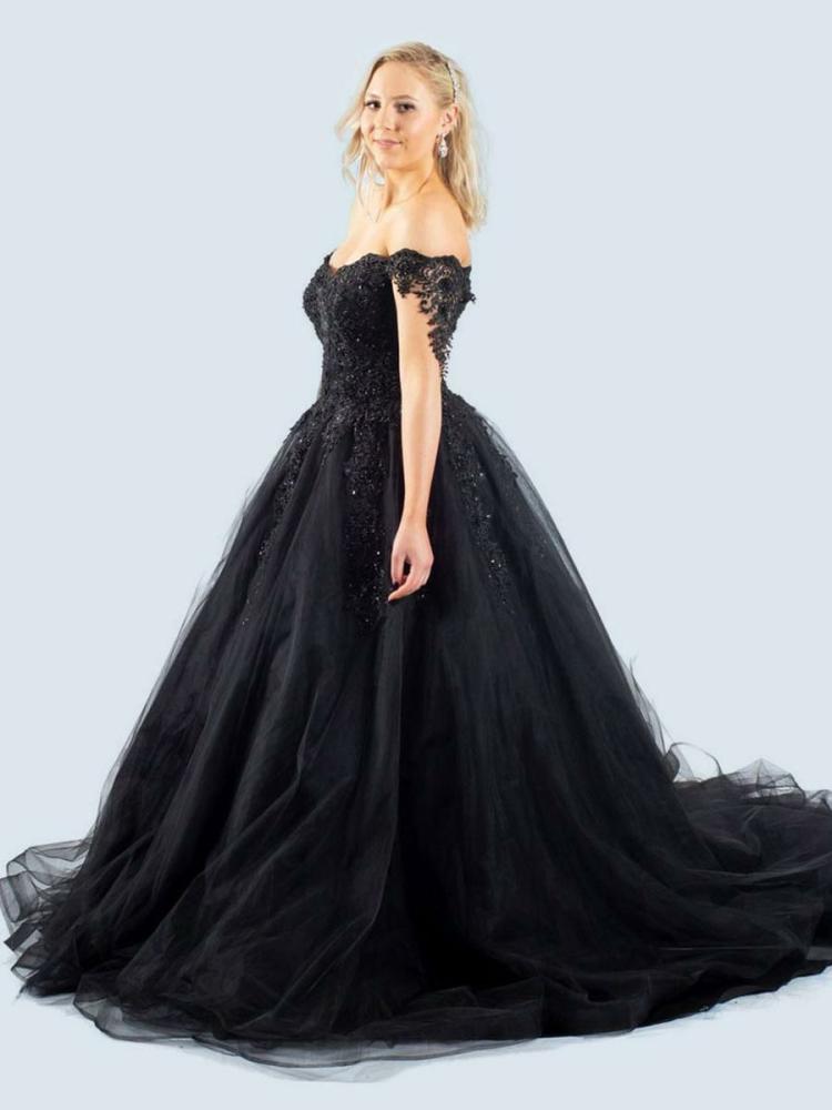 Wedding Dresses | Gothic Black Wedding Dresses A-Line Sleeveless Lace With Train Bridal Gown Free Customization Wedding Wedding Dresses