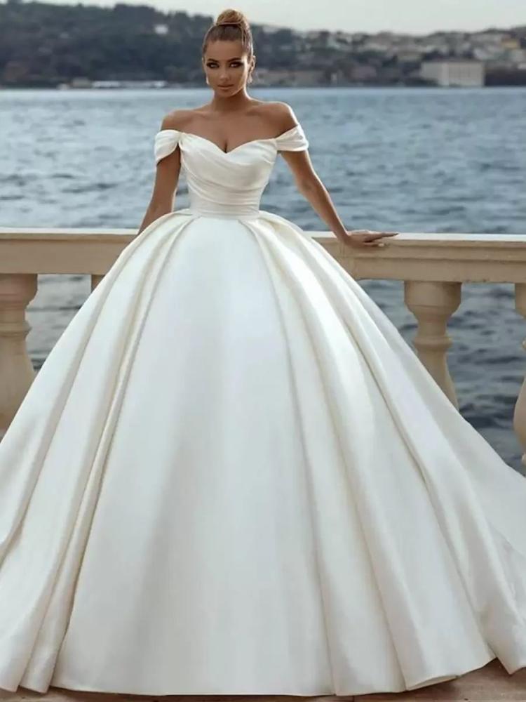 Wedding Dresses | Princess Wedding Dress Princess Silhouette Off-The-Shoulder Sleeveless Natural Waist With Train Bridal Gowns Wedding Wedding Dresses