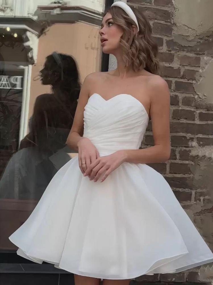 Wedding Dresses | Short Wedding Dresses Sweetheart Neck Sleeveless A-Line Short Bridal Dresses Wedding Wedding Dresses