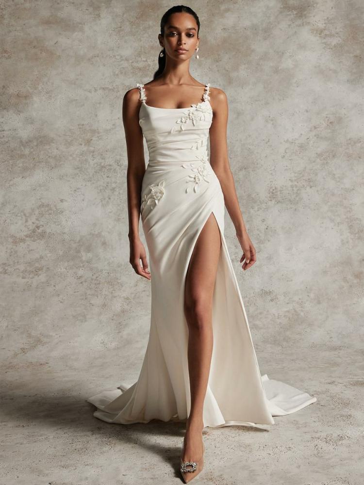 Wedding Dresses | Simple Wedding Dress Mermaid Jewel Neck Sleeveless Applique Bridal Gowns Wedding Wedding Dresses