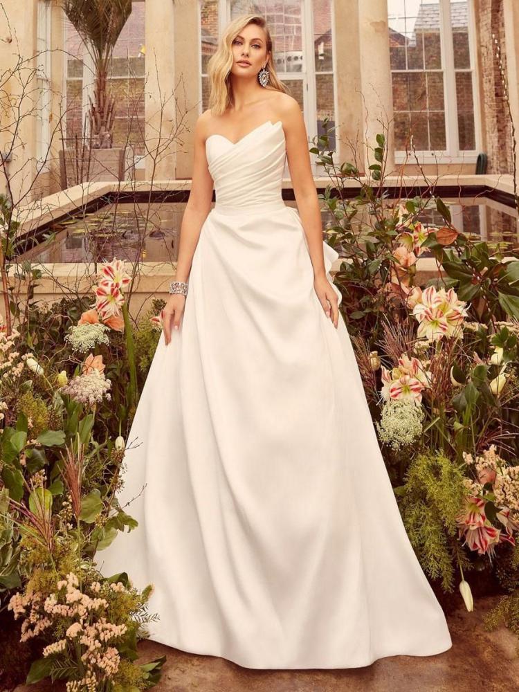 Wedding Dresses | Simple Wedding Dress Satin Fabric Strapless Sleeveless Pleated A-Line Bridal Gowns Wedding Wedding Dresses