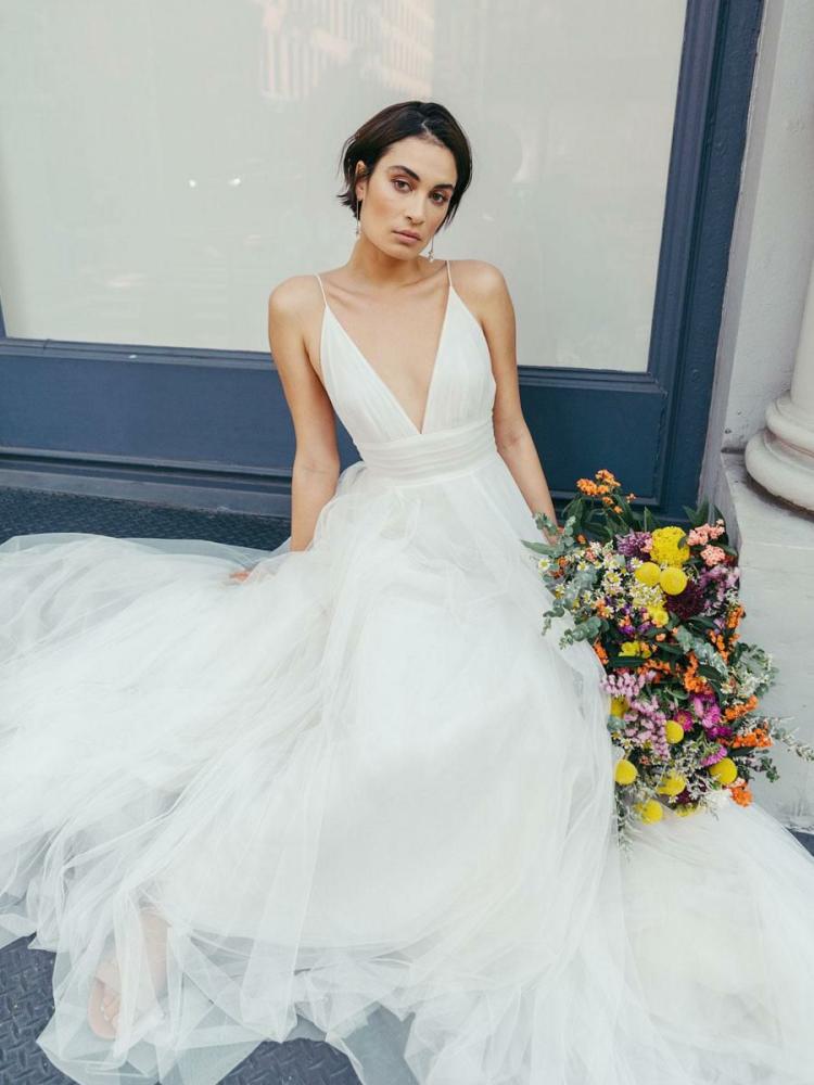 Wedding Dresses | White A-Line Wedding Dress V-Neckline Sleeveless With Train Backless Bridal Dresses Free Customization Wedding Wedding Dresses