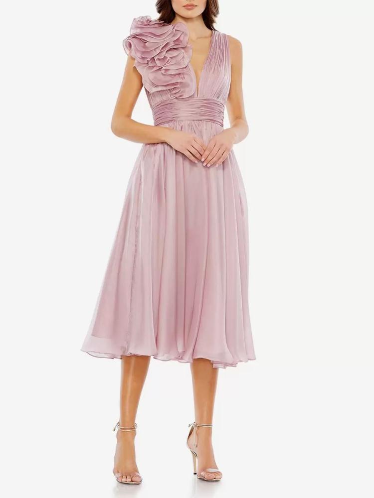 Wedding Party Dresses | Bridal Mother Dress V-Neck Sleeveless A-Line Pleated Knee-Length Guest Dresses For Wedding Wedding Wedding Party Dresses