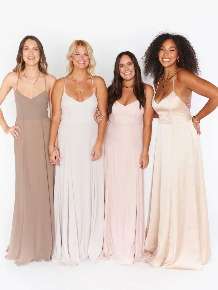 Wedding Party Dresses | Bridesmaid Dress A-Line Floor-Length Lace-up Elastic Woven Satin Formal Gowns Free Customization Wedding Wedding Party Dresses