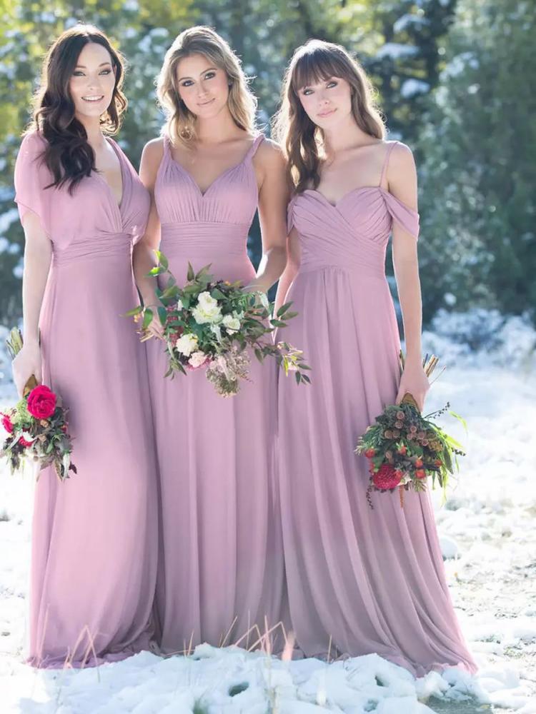 Wedding Party Dresses | Bridesmaid Dress Sweetheart Neckline Cold Shoulder Ruched Chiffon A-Line Maxi Dresses Wedding Wedding Party Dresses