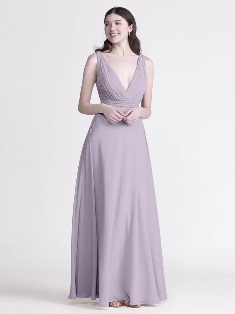 Wedding Party Dresses | Bridesmaid Dress V-Neck Ruching Chiffon A-Line Wedding Party Maxi Dresses Wedding Wedding Party Dresses