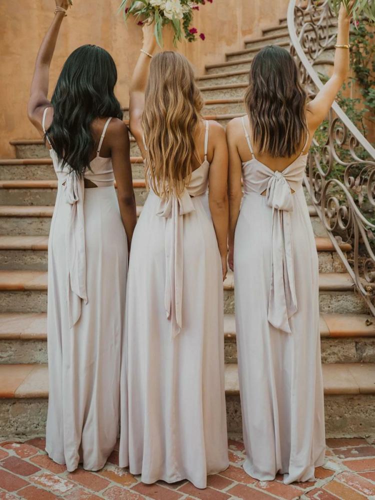 Wedding Party Dresses | Bridesmaid Dresses A-Line Floor-Length Lace-up Wedding Party Dress Free Customization Wedding Wedding Party Dresses