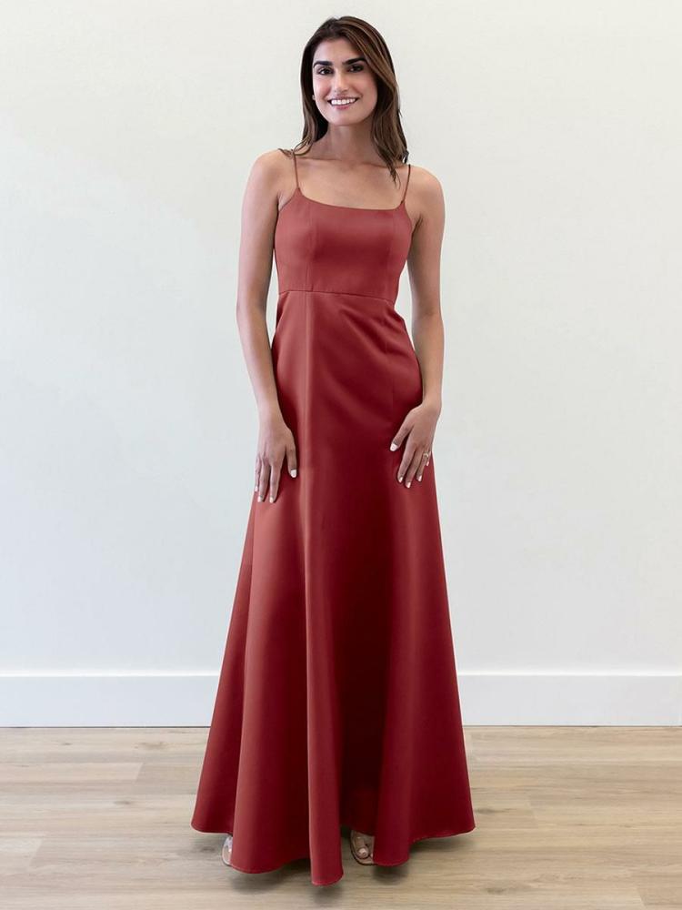 Wedding Party Dresses | Bridesmaid Dresses A-Line Floor-Length Zipper Satin Fabric Wedding Party Dress Wedding Wedding Party Dresses