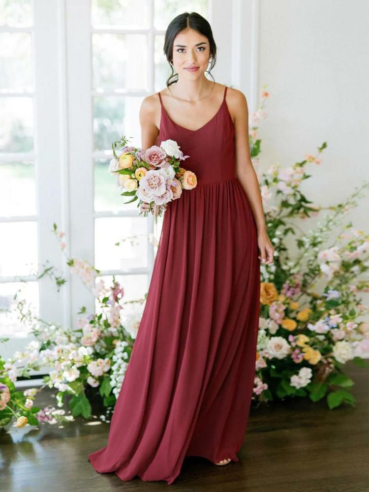 Wedding Party Dresses | Bridesmaid Dresses Chiffon A-Line Floor-Length Prom Dress Free Customization Wedding Wedding Party Dresses