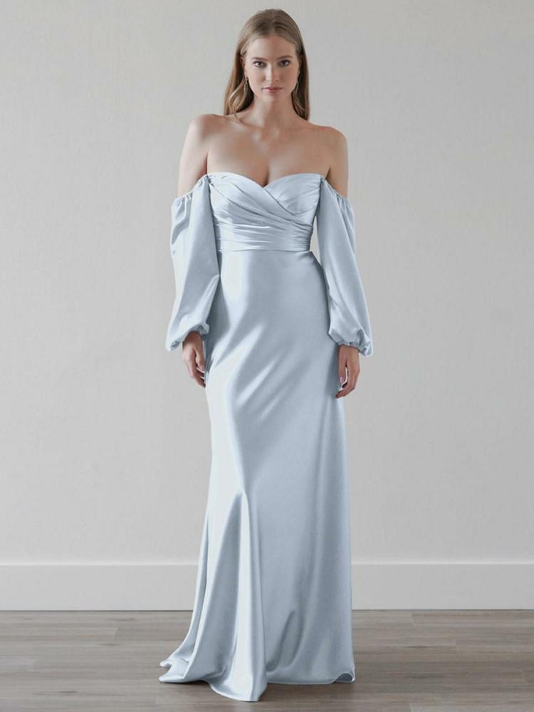 Wedding Party Dresses | Bridesmaid Dresses Sheath Floor-Length Zipper Elastic Silk Like Satin Wedding Party Dress Wedding Wedding Party Dresses