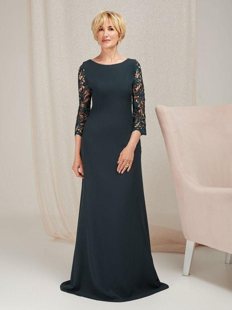 Wedding Party Dresses | Mother Dress Jewel Neck 3/4 Length Sleeves Mermaid Lace Floor-Length Guest Dresses For Wedding Free Customization Wedding Wedding Party Dresses