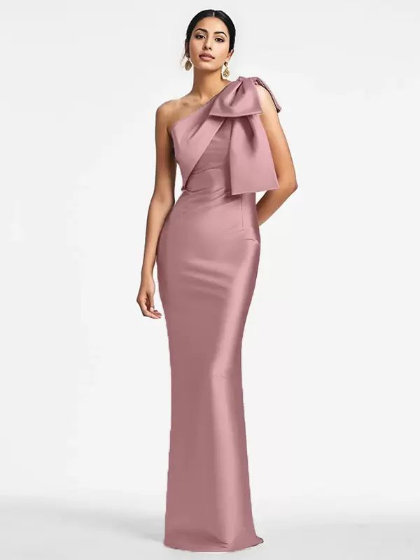 Wedding Party Dresses | Party Dress For Mother Of The Bride One-Shoulder Bows Floor-Length Mermaid Guest Dresses For Wedding Wedding Wedding Party Dresses