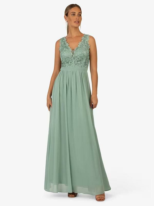 Wedding Party Dresses | Party Dress For Mother Of The Bride V-Neck Sleeveless A-Line Lace Ankle-Length Guest Dresses For Wedding Wedding Wedding Party Dresses