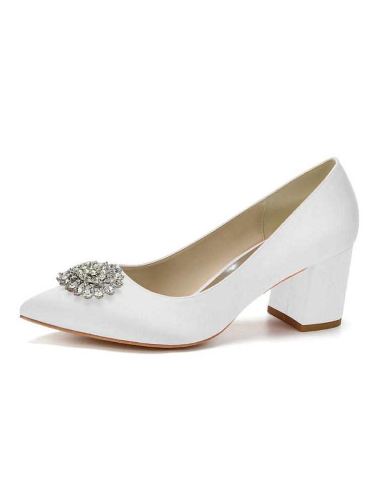 Wedding Shoes | Block Heel Bridal Pumps with Rhinestone Shoes Wedding Shoes