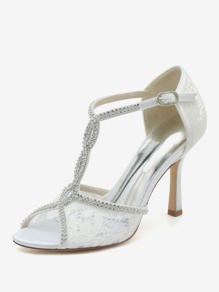 Wedding Shoes | Bridal Shoes Rhinestones Lace Peep Toe Stiletto Heel Bridal Shoes Shoes Wedding Shoes