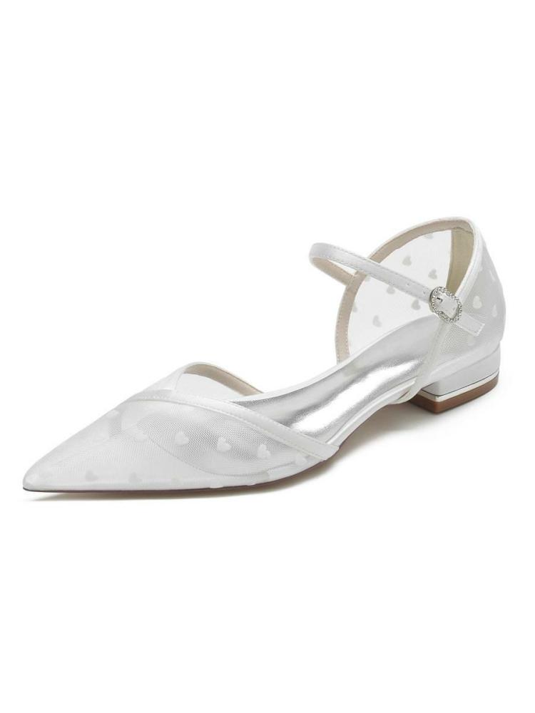 Wedding Shoes | Mesh Mary Jane Bridal Flats Shoes Wedding Shoes