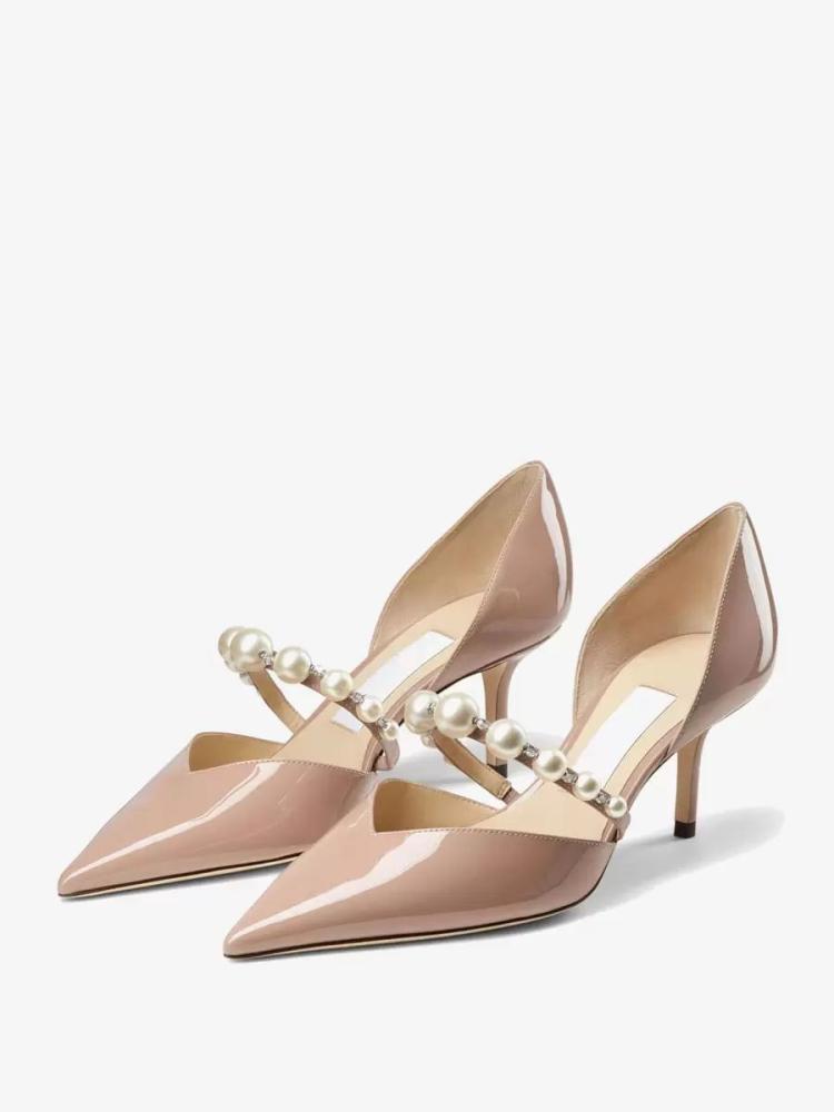 Wedding Shoes | Nude Kitten Heel Pumps Pointed Toe Pearls Detail Prom Wedding Shoes Shoes Wedding Shoes