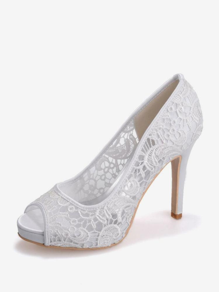 Wedding Shoes | Platform Lace Bridal Heels Peep Toe Shoes Wedding Shoes