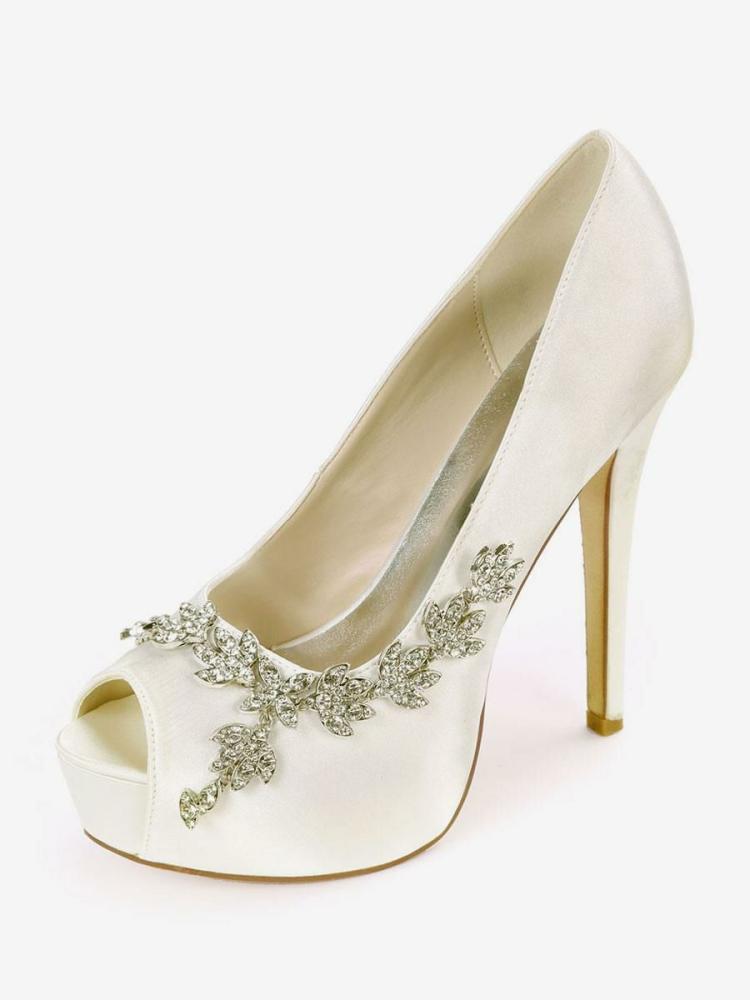 Wedding Shoes | Rhonestones Peep Toe Bridal Shoes Stiletto Heel Pumps Shoes Wedding Shoes