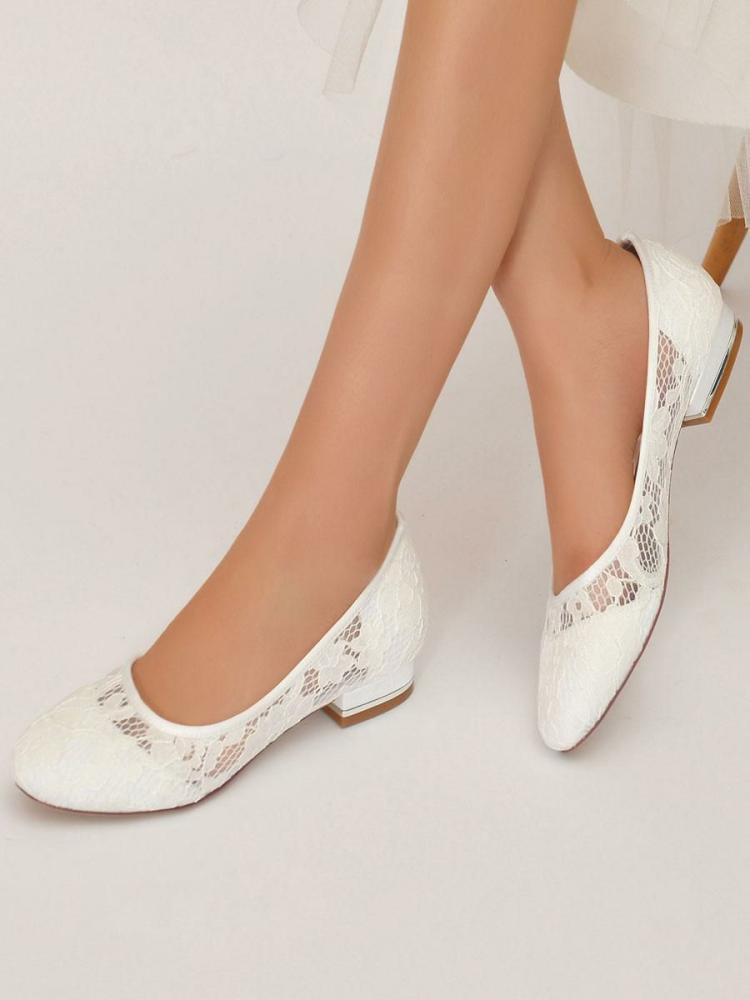 Wedding Shoes | Wedding Shoes Embroidered Lace Round Toe Flat Bridal Shoes Shoes Wedding Shoes