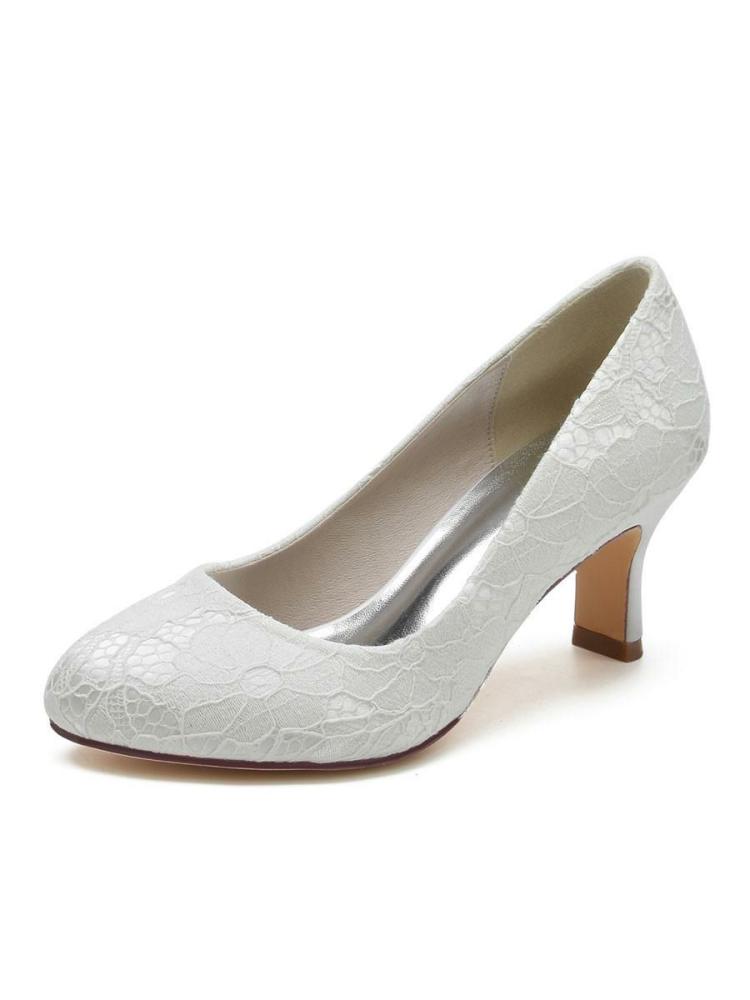 Wedding Shoes | Wedding Shoes Lace Round Toe Chunky Heel Pumps Shoes Wedding Shoes