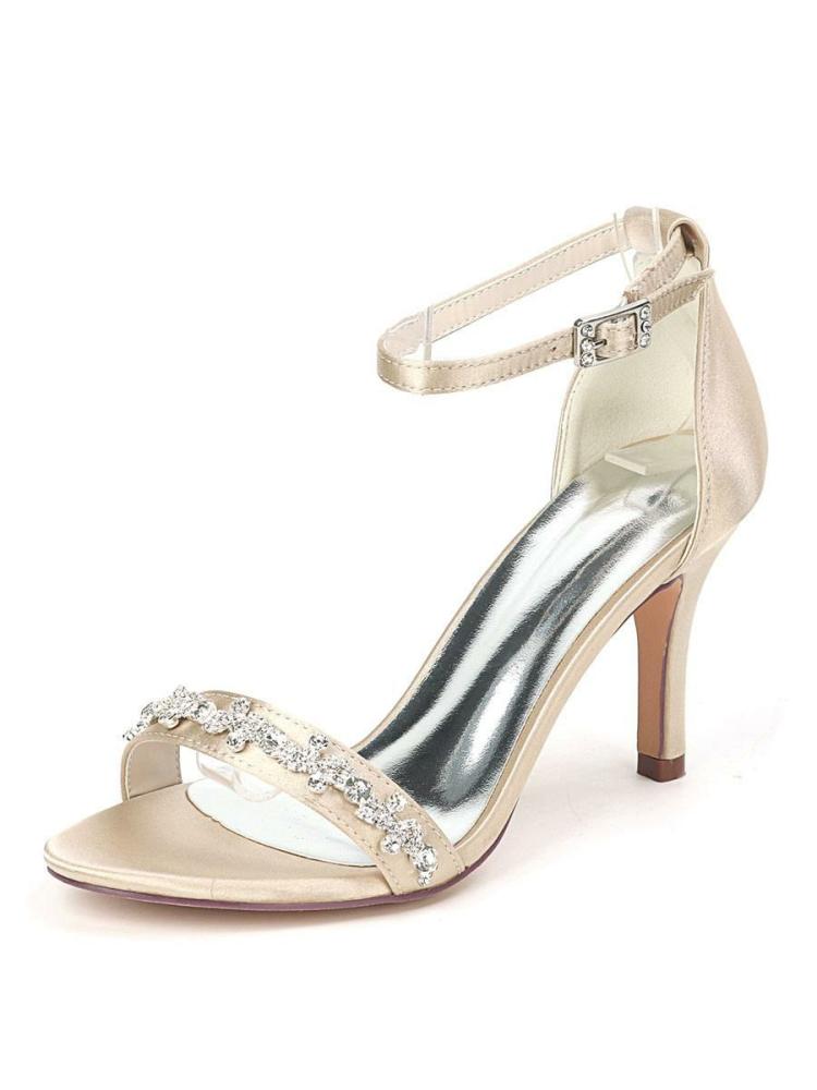 Wedding Shoes | Wedding Shoes Rhinestone Ankle Strap Stiletto Heel Sandals Shoes Wedding Shoes