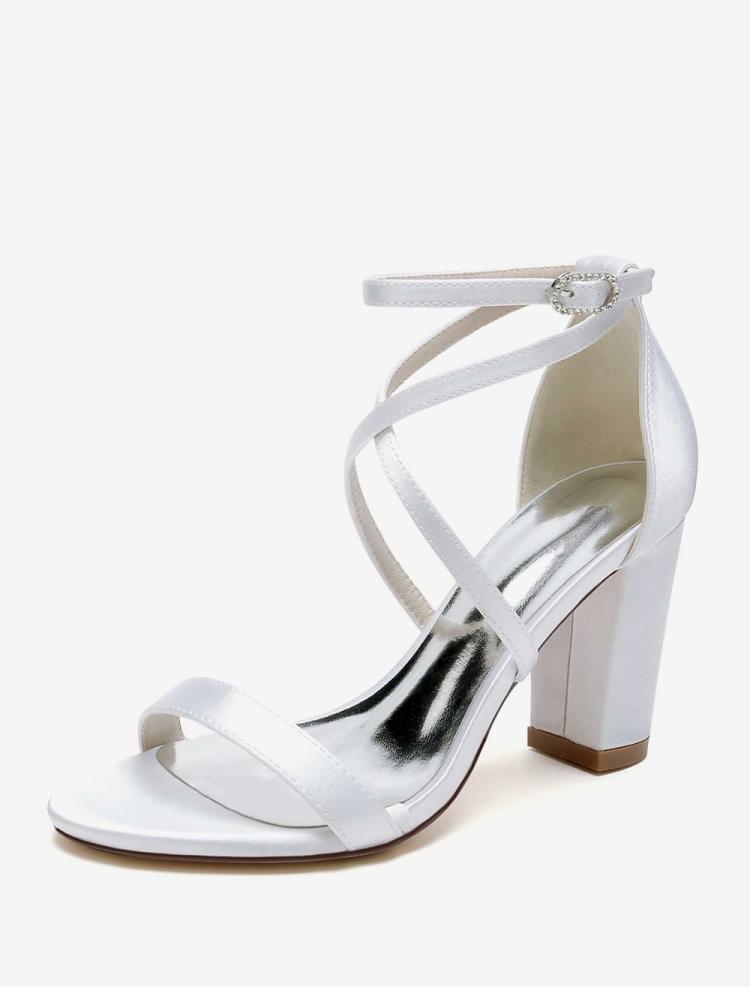 Wedding Shoes | Wedding Shoes Satin White Open Toe Wedding Sandals Shoes Wedding Shoes