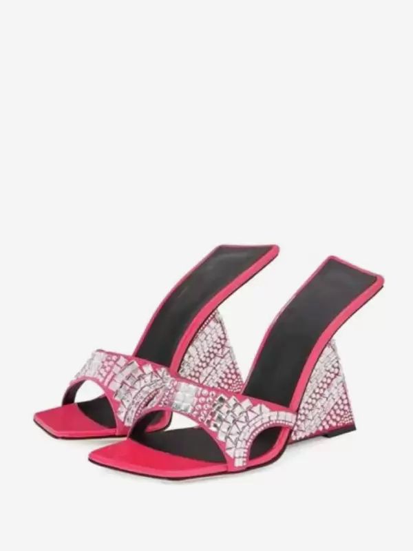 Wedges | Rhinestones Slip-On PU Leather Wedge Sandals In Shoes Wedges