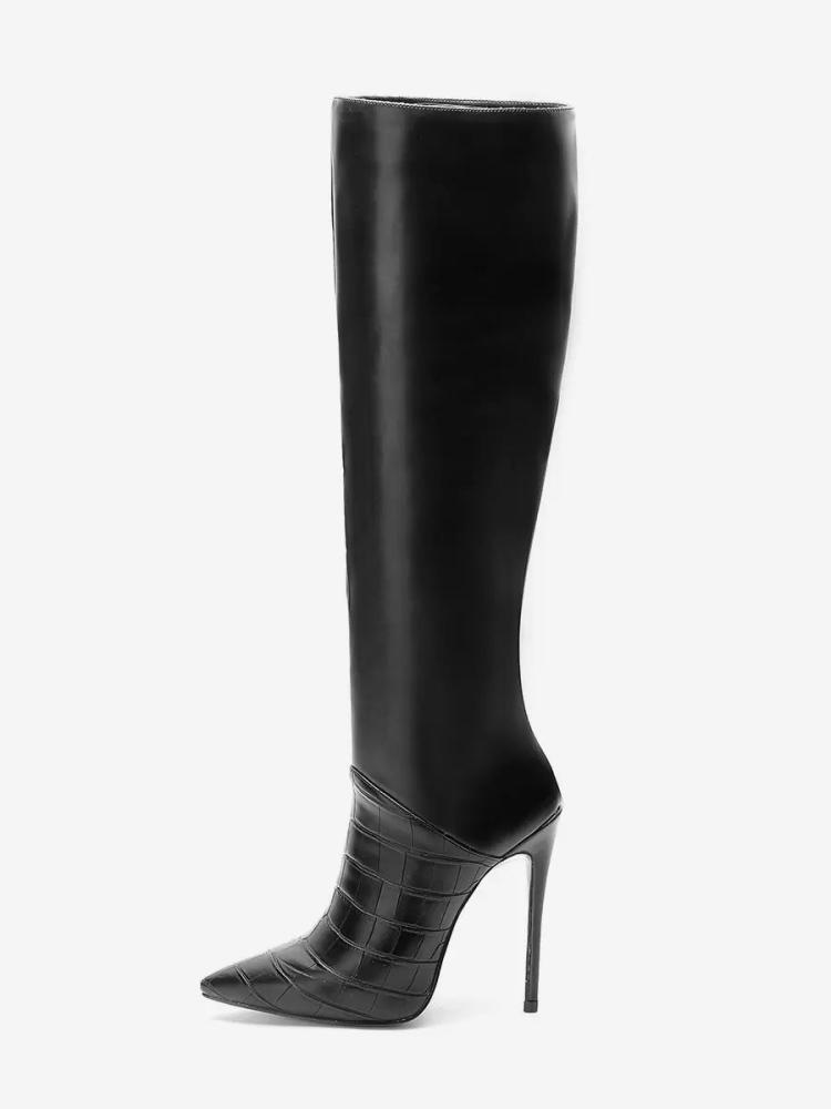 Boots | High Heel Boots Black Pointed Toe Stiletto Heel Mid Calf Boots Boots Boots