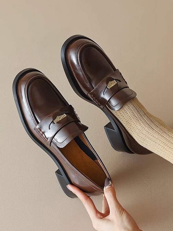 Flats & Loafers | Brown Loafers Round Toe Slip On Penny Loafers Flats & Loafers Flats & Loafers