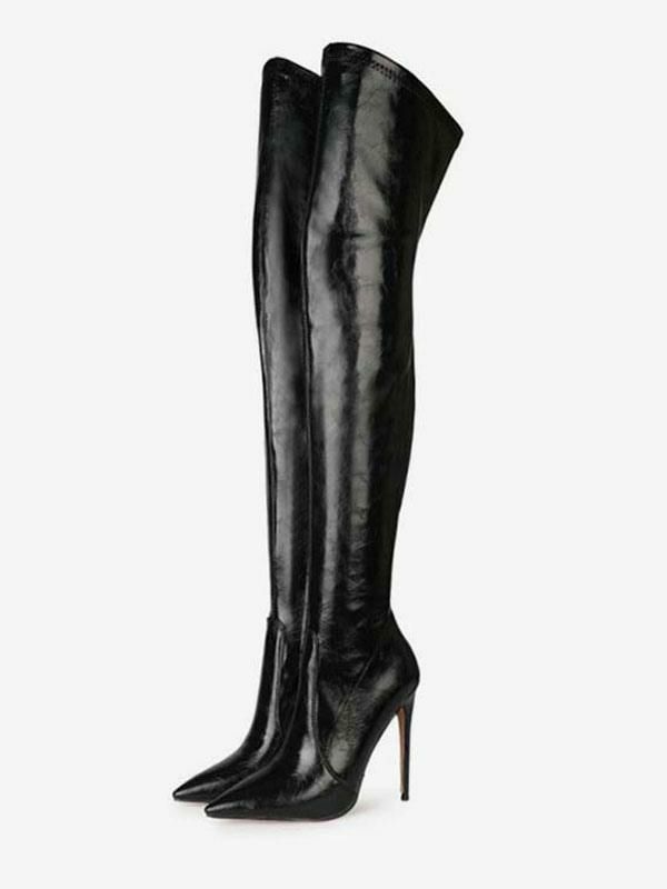 Boots | thigh high Boots Black Pointed Toe Stiletto Heeled Boots Boots Boots