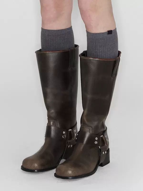 Boots | Women Flat Biker Boots Round Toe Buckle Detail Mid Calf Boots Boots Boots