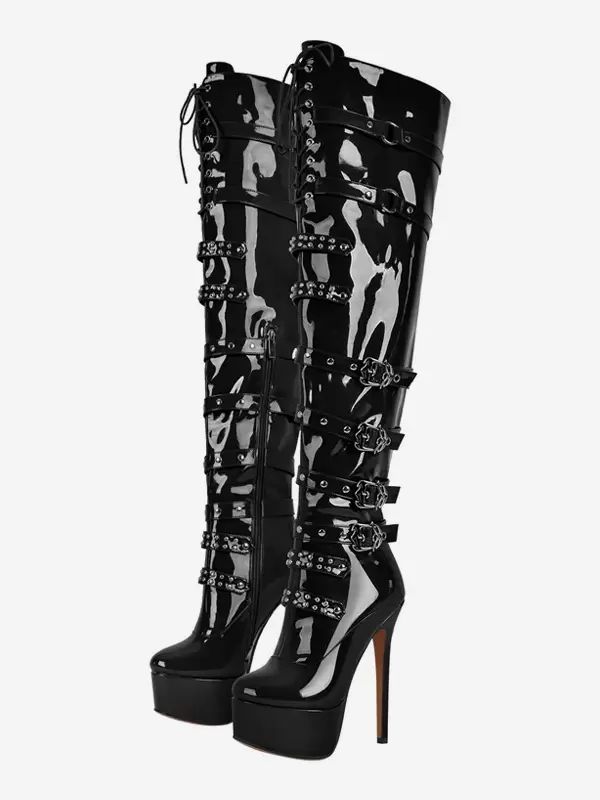 Occasion Shoes | Sexy Platform Over The Knee Boots Buckle Detail Stiletto Heel Thigh High Boots Occasion Shoes Occasion Shoes